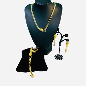 Elegant Gold Chain Necklace and Earring Set